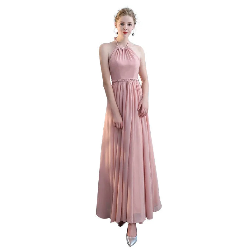 Nouvelles robes de demoiselle d'honneur plissées longueur ras du sol robes de soirée de mariage champêtre et de plage pas chères longue robe pour bal de promo robe de soirée formelle