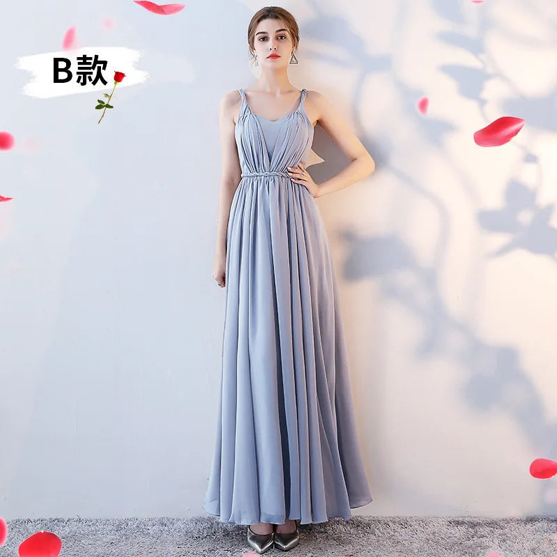Nouvelles robes de demoiselle d'honneur plissées longueur ras du sol robes de soirée de mariage champêtre et de plage pas chères longue robe pour bal de promo robe de soirée formelle