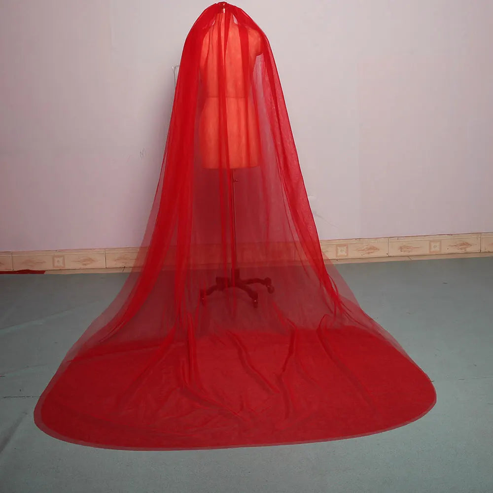 Mingli Tengda Voile de mariée bleu ciel à bordure longue double couche de 3 mètres, voile de mariée élégant, voile de cathédrale, rose poudré