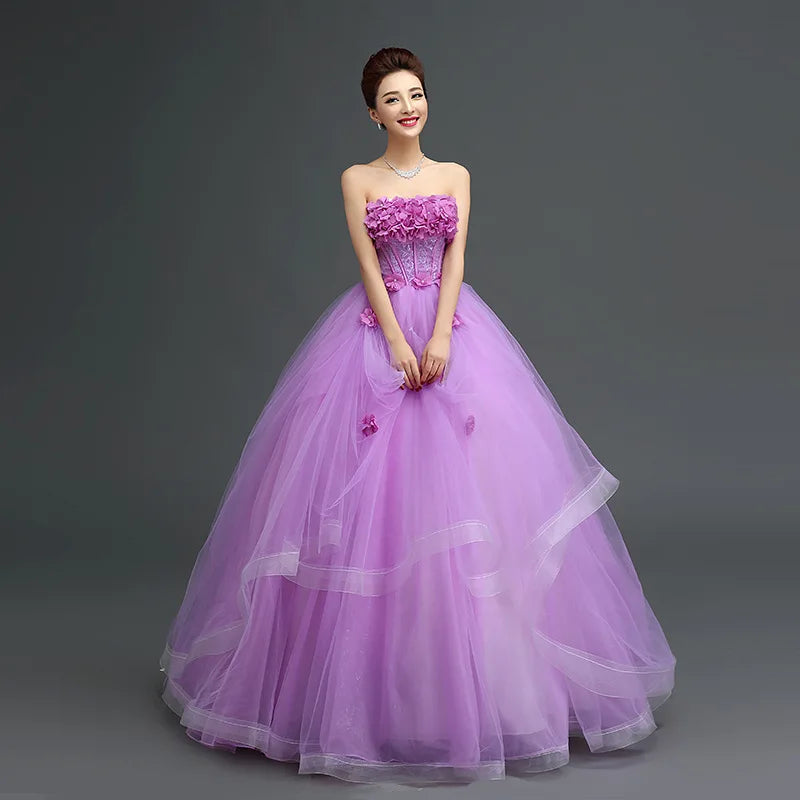 Nouvelle Robe de Bal de Printemps en Dentelle Florale, Robe de Mariée Bouffante Princesse Violette
