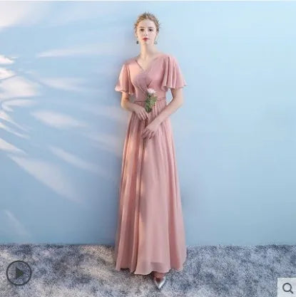 Nouvelles robes de demoiselle d'honneur plissées longueur ras du sol robes de soirée de mariage champêtre et de plage pas chères longue robe pour bal de promo robe de soirée formelle