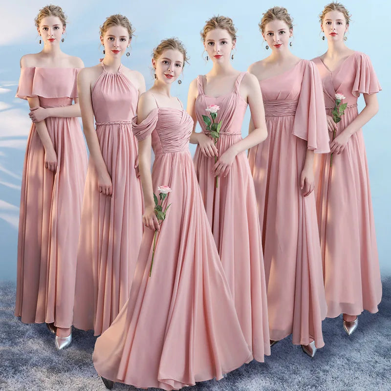 Nouvelles robes de demoiselle d'honneur plissées longueur ras du sol robes de soirée de mariage champêtre et de plage pas chères longue robe pour bal de promo robe de soirée formelle