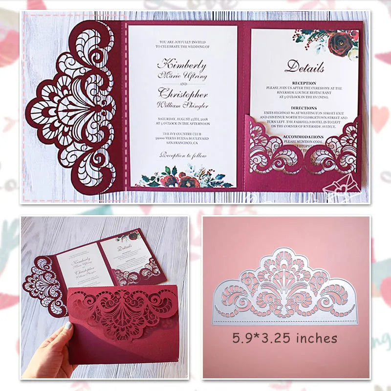 Matrices de découpe en métal pour invitation de mariage, Scrapbooking, décoration de Saint-Valentin, découpe artisanale pour la fabrication de cartes