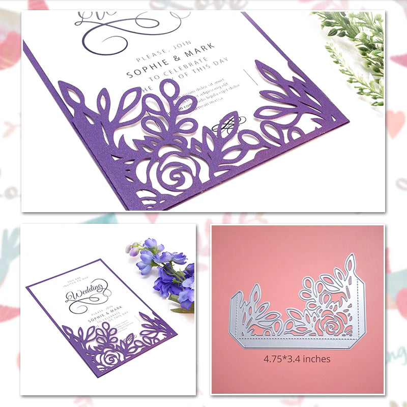 Matrices de découpe en métal pour invitation de mariage, Scrapbooking, décoration de Saint-Valentin, découpe artisanale pour la fabrication de cartes