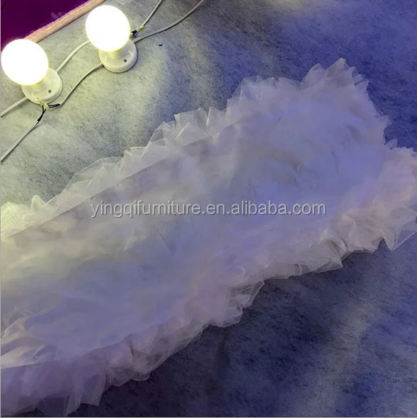 Décoration de scène de mariage créative, chemin de couloir de mariage en voile blanc
