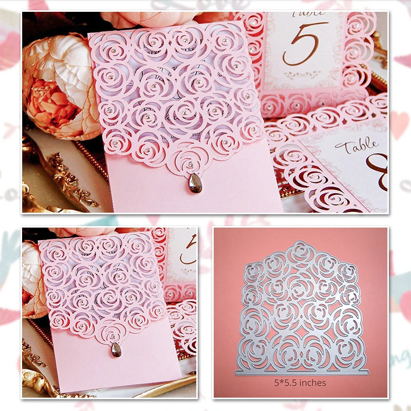 Matrices de découpe en métal pour invitation de mariage, Scrapbooking, décoration de Saint-Valentin, découpe artisanale pour la fabrication de cartes