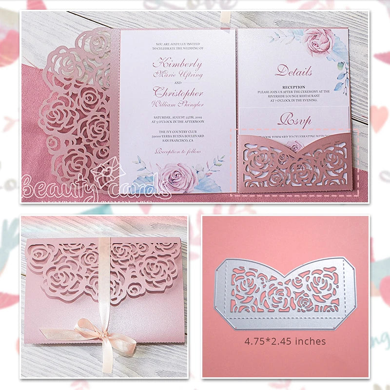 Matrices de découpe en métal pour invitation de mariage, Scrapbooking, décoration de Saint-Valentin, découpe artisanale pour la fabrication de cartes