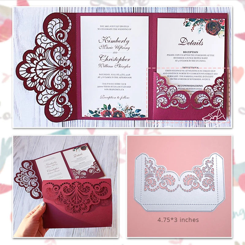 Matrices de découpe en métal pour invitation de mariage, Scrapbooking, décoration de Saint-Valentin, découpe artisanale pour la fabrication de cartes
