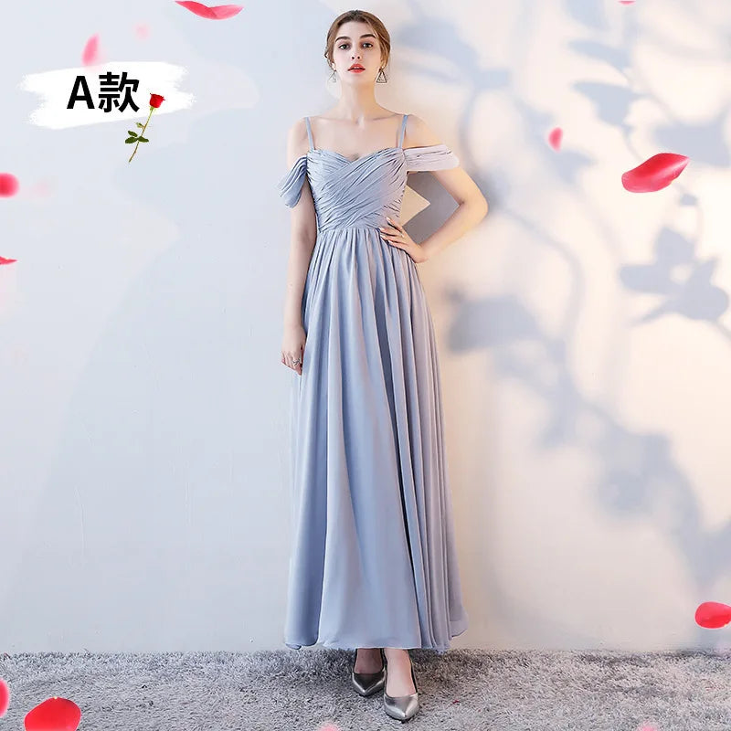 Nouvelles robes de demoiselle d'honneur plissées longueur ras du sol robes de soirée de mariage champêtre et de plage pas chères longue robe pour bal de promo robe de soirée formelle