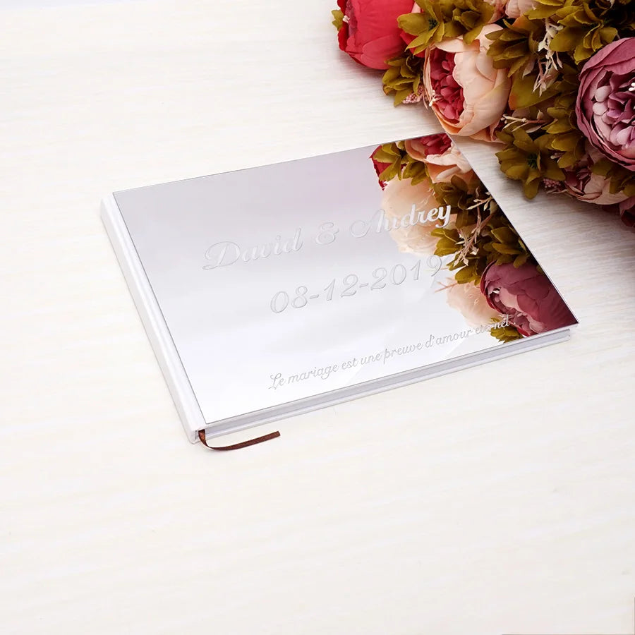 Personalized 25x18cm Wedding Custom Signature Guest Book Acrylic Mirror White Blank Party Favors Photo Album
