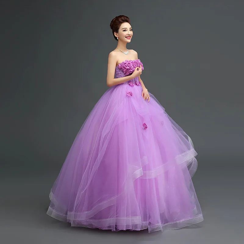 Nouvelle Robe de Bal de Printemps en Dentelle Florale, Robe de Mariée Bouffante Princesse Violette