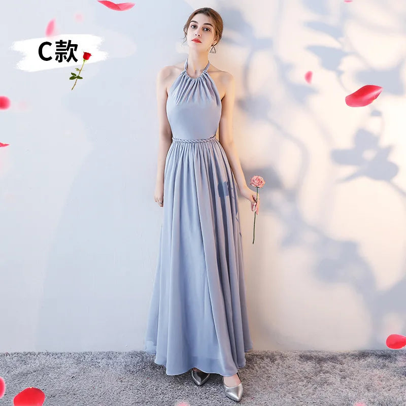Nouvelles robes de demoiselle d'honneur plissées longueur ras du sol robes de soirée de mariage champêtre et de plage pas chères longue robe pour bal de promo robe de soirée formelle