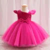 TPY0 Nouvelle Robe de Soirée Formelle en Satin avec Nœud Robe de Princesse Décontractée Printemps Filles d'Honneur Enfants Robes de Mariage