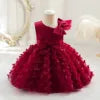 TPY0 Nouvelle Robe de Soirée Formelle en Satin avec Nœud Robe de Princesse Décontractée Printemps Filles d'Honneur Enfants Robes de Mariage