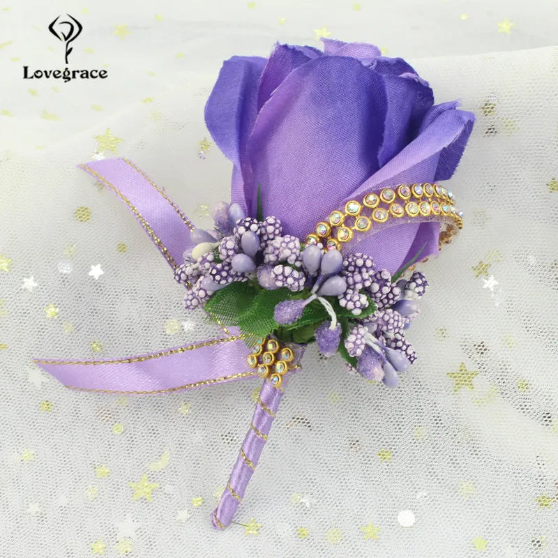 Silk Rose Boutonniere & Corsage Brooch | Groom, Groomsmen & Wedding Party