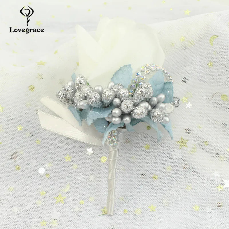 Silk Rose Boutonniere & Corsage Brooch | Groom, Groomsmen & Wedding Party