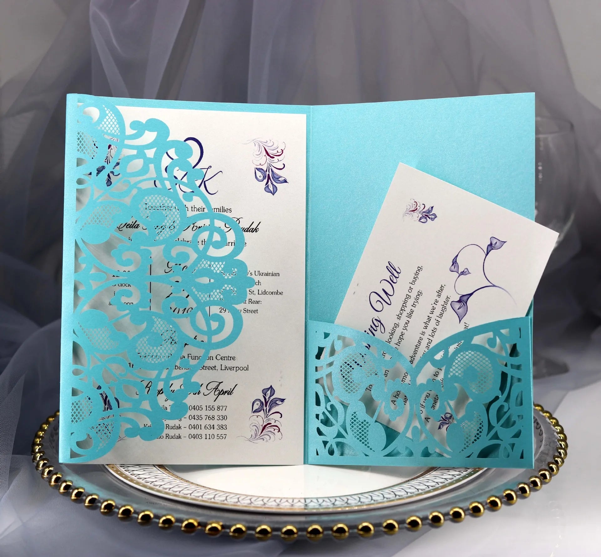 50pcs Élégantes Cartes d'invitation de mariage découpées au laser, carte de vœux personnalisable pour affaires avec cartes RSVP, fournitures de fête d'anniversaire