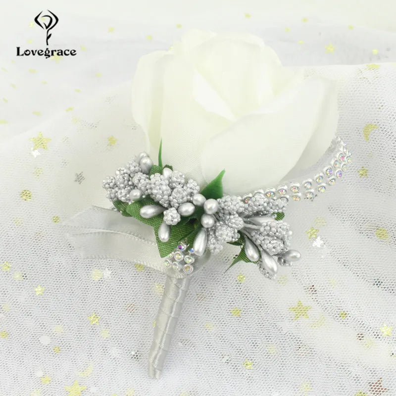 Silk Rose Boutonniere & Corsage Brooch | Groom, Groomsmen & Wedding Party