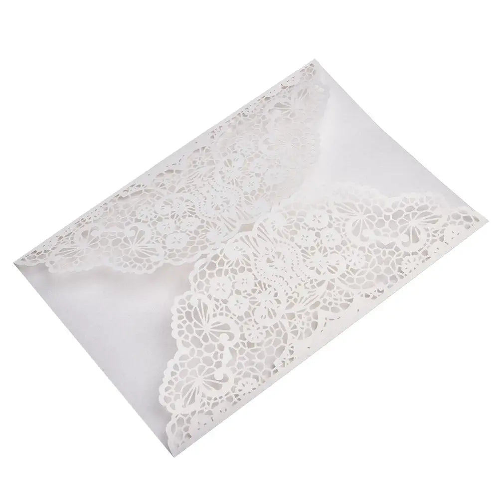 10pcs Faire-part de mariage en dentelle sculptée élégante de style européen Cartes de vœux Fournitures de fête Dropship