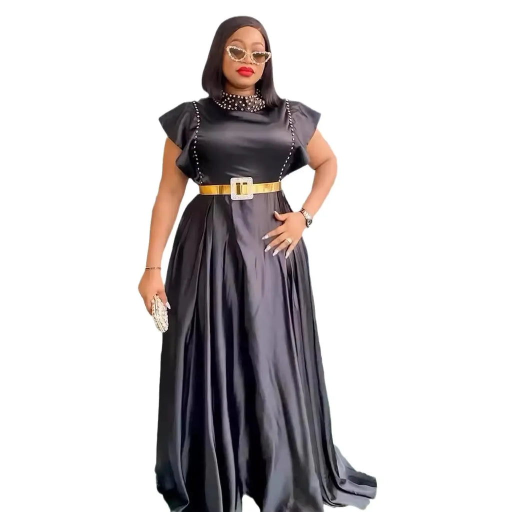 Robes de mariée africaines pour femmes 2024 grande taille élégante robe de soirée vêtements pour femmes mode d'été sans manches robe longue de fête