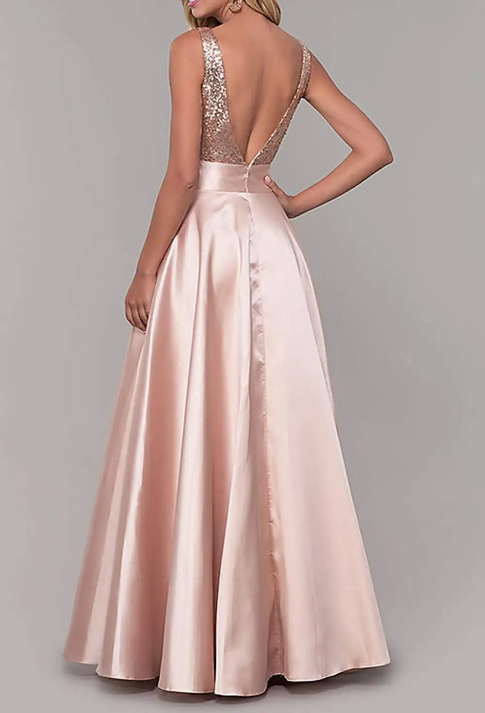 S309F Nouvelle robe de bal en sequin or rose pour demoiselle d'honneur 2025