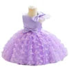 TPY0 Nouvelle Robe de Soirée Formelle en Satin avec Nœud Robe de Princesse Décontractée Printemps Filles d'Honneur Enfants Robes de Mariage