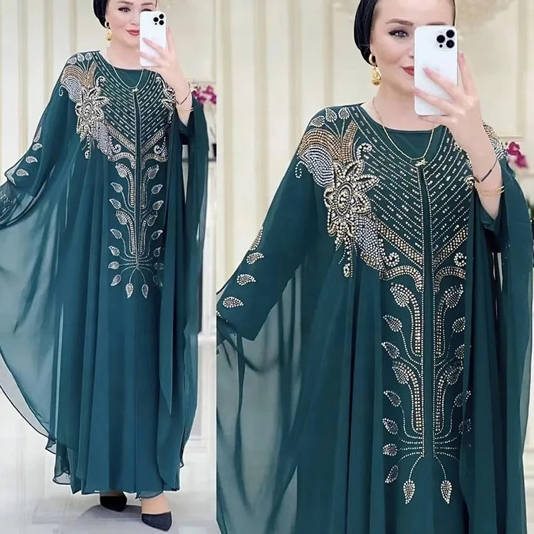 Liu Ming Wholesale Luxury Women Kaftan Islam Kimono Robe Caftan Ramadan Dubai Evening Gown Abayas Muslim Dress