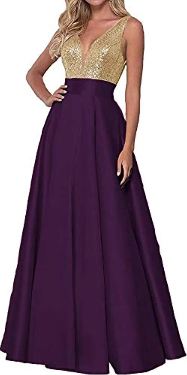 S309F Nouvelle robe de bal en sequin or rose pour demoiselle d'honneur 2025