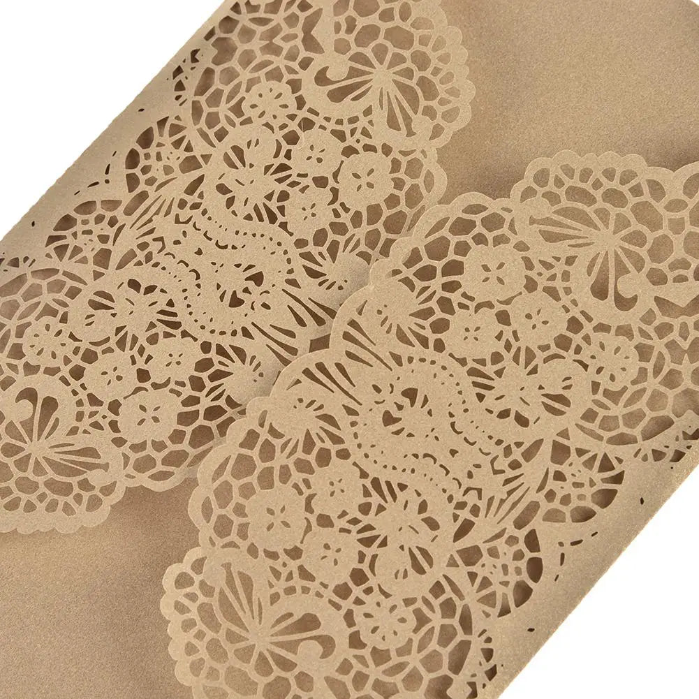 10pcs Faire-part de mariage en dentelle sculptée élégante de style européen Cartes de vœux Fournitures de fête Dropship