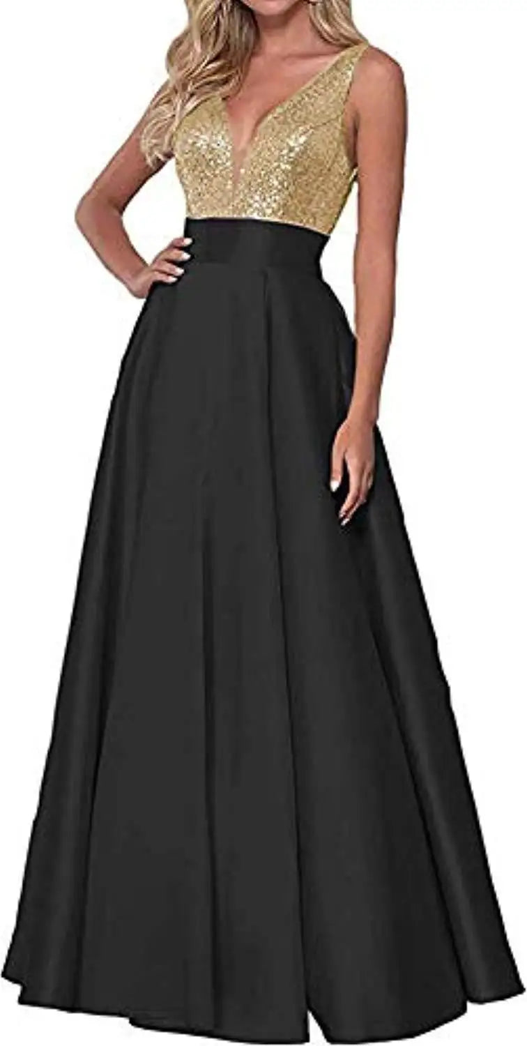 S309F Nouvelle robe de bal en sequin or rose pour demoiselle d'honneur 2025
