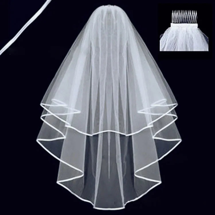 Voile de mariée court et simple en tulle à deux couches avec peigne, blanc ou ivoire, pour la mariée, accessoires de mariage