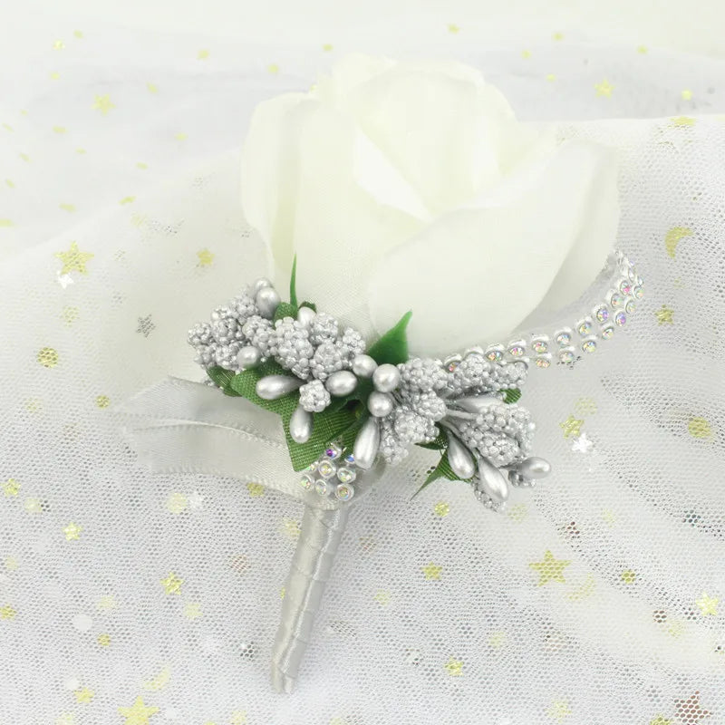 Silk Rose Boutonniere & Corsage Brooch | Groom, Groomsmen & Wedding Party