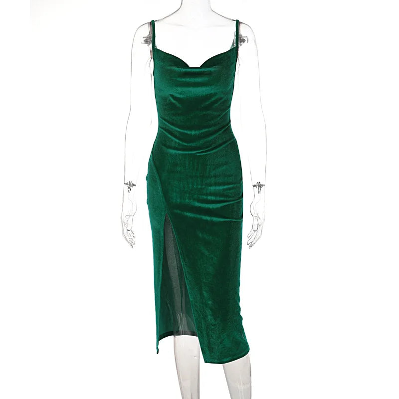 Robe de soirée élégante pour femmes, robe midi moulante d'été, sans manches, épaules dénudées, dos nu, pour soirée et club