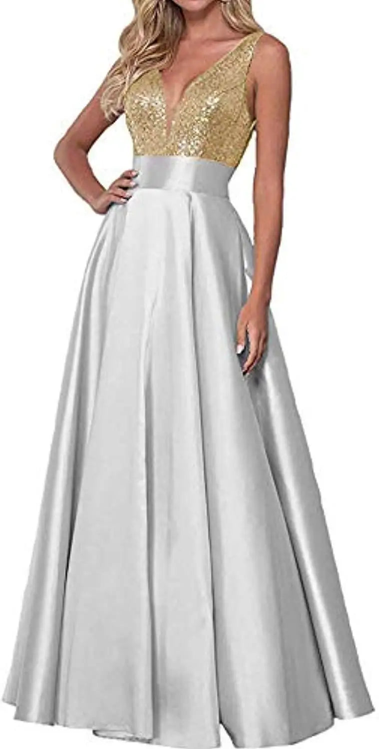 S309F Nouvelle robe de bal en sequin or rose pour demoiselle d'honneur 2025
