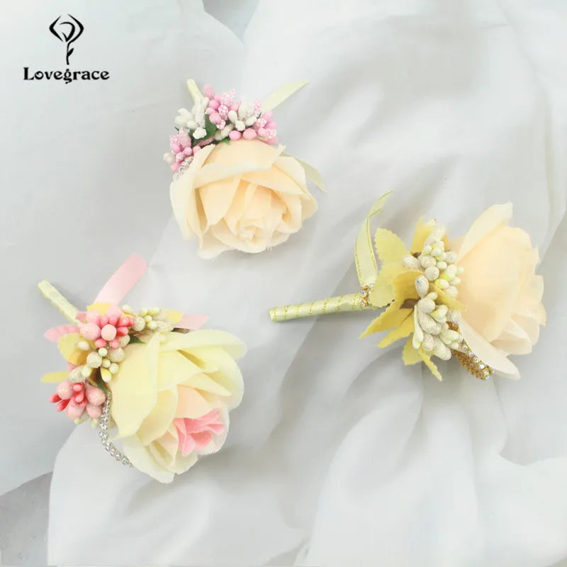 Silk Rose Boutonniere & Corsage Brooch | Groom, Groomsmen & Wedding Party