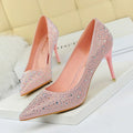 BIGTREE Chaussures Escarpins à talons hauts 7/10cm Strass Femme Noir Rose Mode Bout Pointu Cristal Mariage Chaussures de fête pour femme Automne