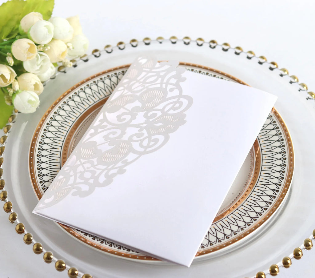 50pcs Elegant Laser Cut Wedding Invitations Card Customize Greeting Card Business With RSVP Cards Birthday Party Favor Supplies