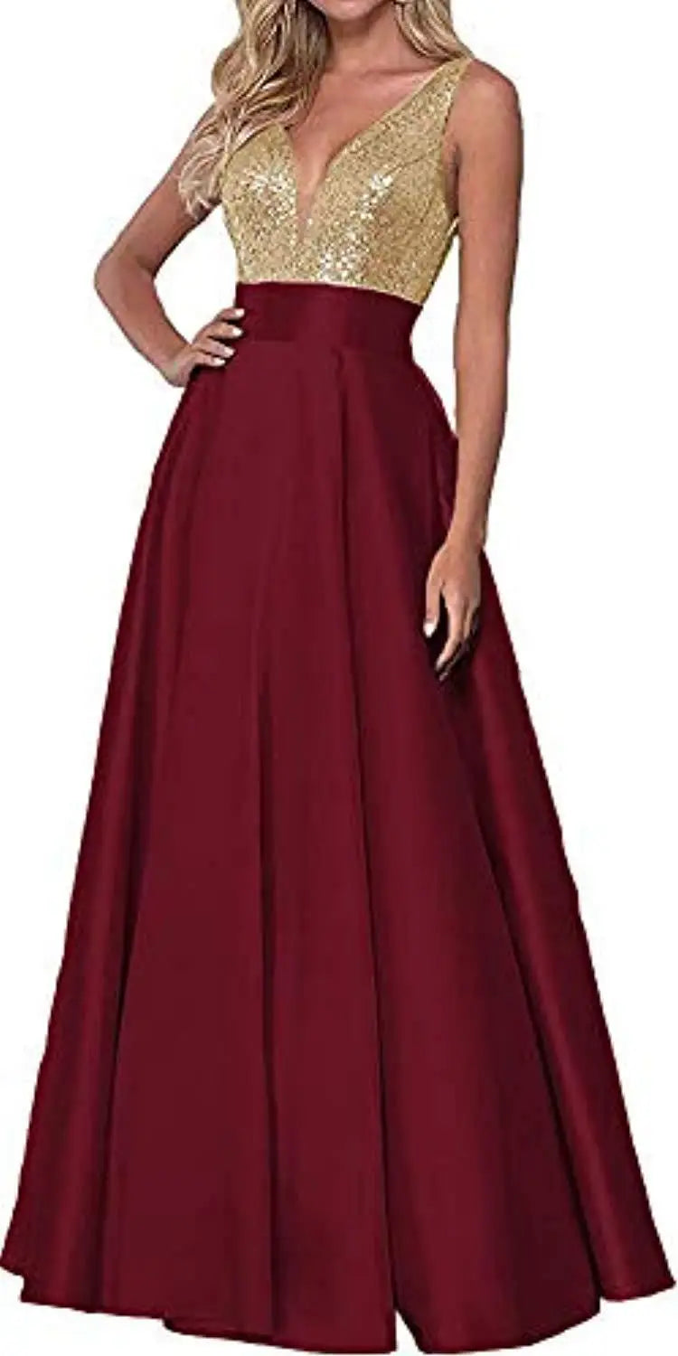S309F Nouvelle robe de bal en sequin or rose pour demoiselle d'honneur 2025