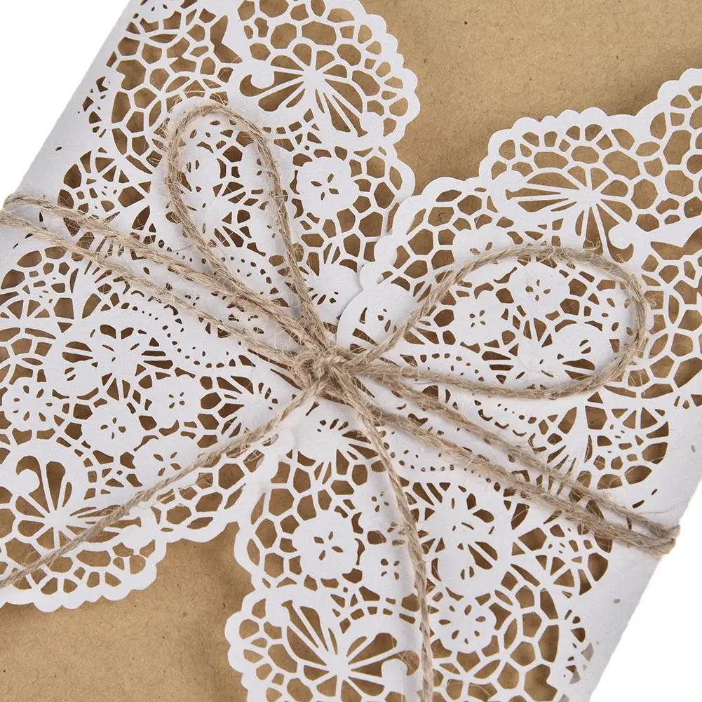 10pcs Faire-part de mariage en dentelle sculptée élégante de style européen Cartes de vœux Fournitures de fête Dropship