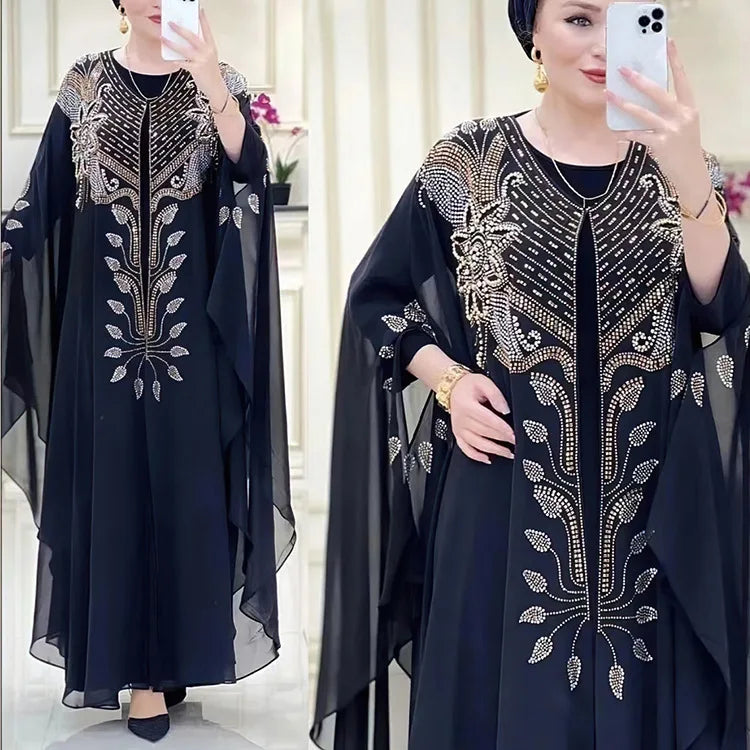 Liu Ming Wholesale Luxury Women Kaftan Islam Kimono Robe Caftan Ramadan Dubai Evening Gown Abayas Muslim Dress