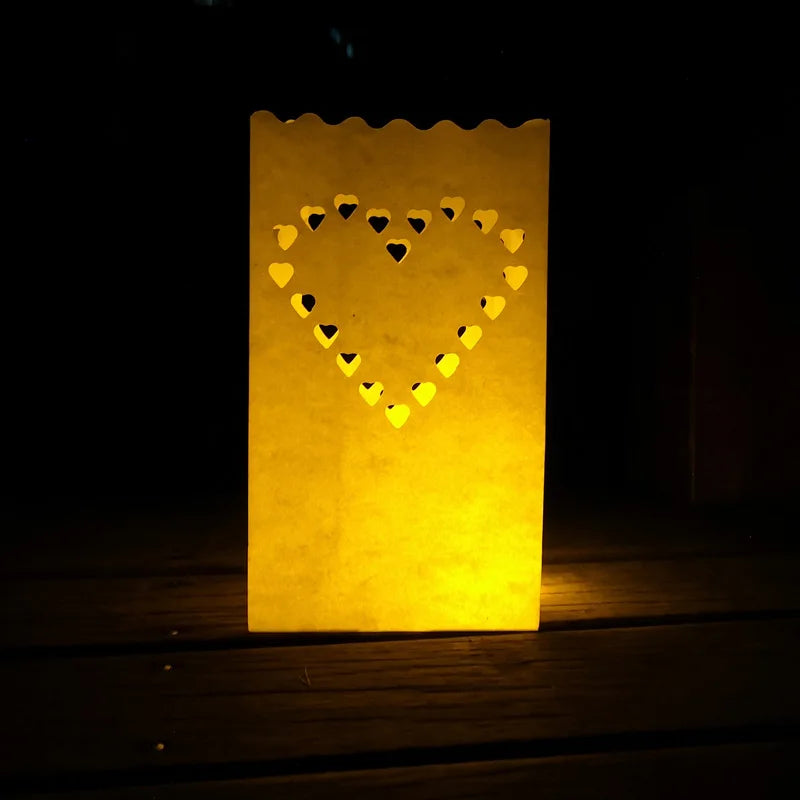 50 pièces/lot Photophore Chauffe-plat Luminaria en papier Sac à bougies pour Noël Fête de mariage en plein air Décoration Fête