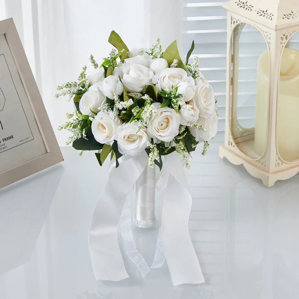 Luxury Handmade Artificial Rose Bridal Bouquet