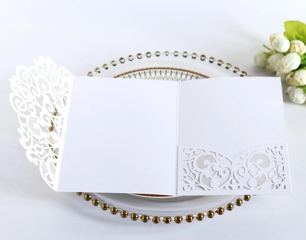 50pcs Elegant Laser Cut Wedding Invitations Card Customize Greeting Card Business With RSVP Cards Birthday Party Favor Supplies