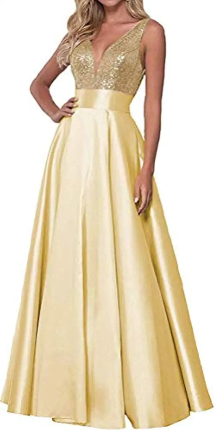 S309F Nouvelle robe de bal en sequin or rose pour demoiselle d'honneur 2025
