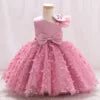 TPY0 Nouvelle Robe de Soirée Formelle en Satin avec Nœud Robe de Princesse Décontractée Printemps Filles d'Honneur Enfants Robes de Mariage