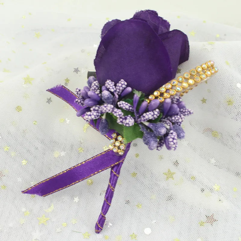 Silk Rose Boutonniere & Corsage Brooch | Groom, Groomsmen & Wedding Party