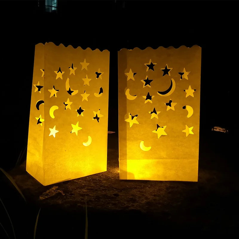 50 pièces/lot Photophore Chauffe-plat Luminaria en papier Sac à bougies pour Noël Fête de mariage en plein air Décoration Fête