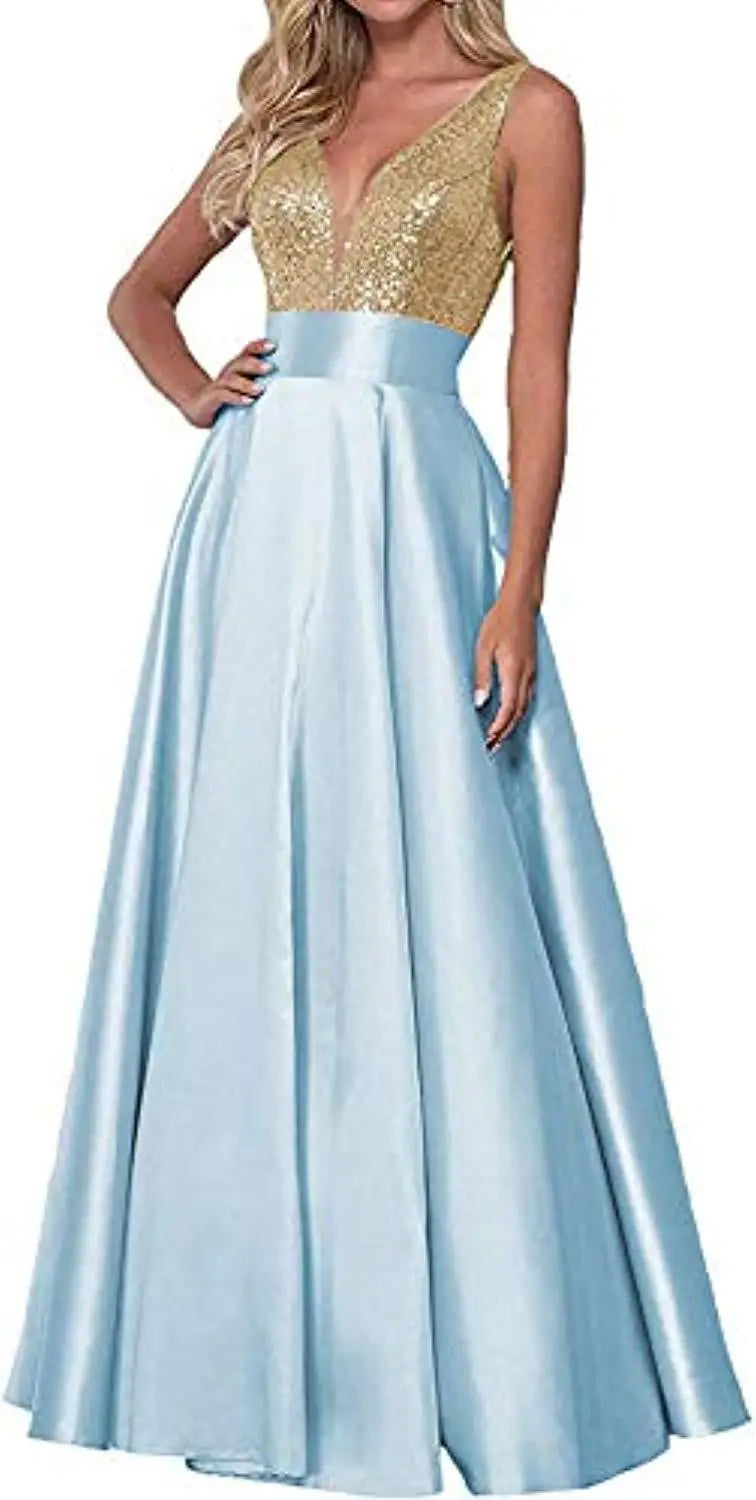 S309F Nouvelle robe de bal en sequin or rose pour demoiselle d'honneur 2025