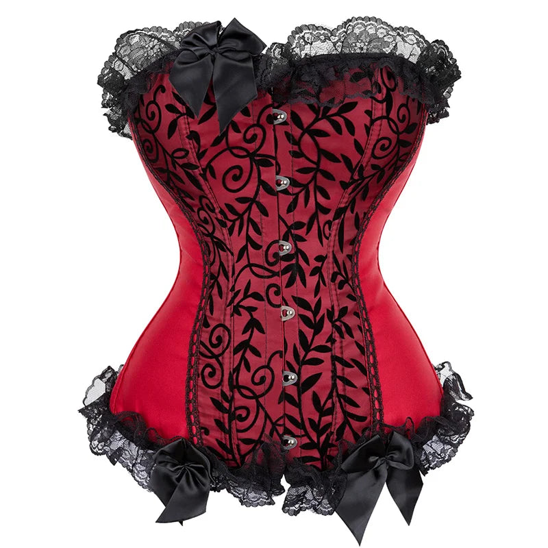 Corset vintage à lacets Overbust avec bustier en strass et satin disponible en grandes tailles