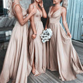 Wholesale Elegant Luxury Strap High Slit Evening Gown Floor Length Gown Formal Party Bridesmaid Dresses Wedding Dresses